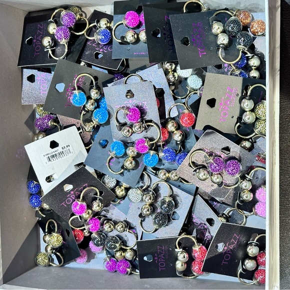 Mixed box of 50 pairs: Topazz Bobble Back Earrings - Picture 6 of 6